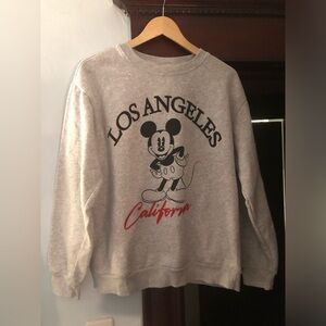 Disney Gray Crewneck Sweater with Mickey Mouse and Los Angeles Design